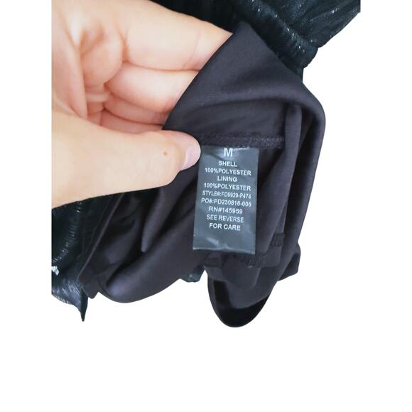 Vestique Long Sleeve Mini Dress Black Shimmer Medium Event Cocktail Goth Formal - Picture 6 of 8